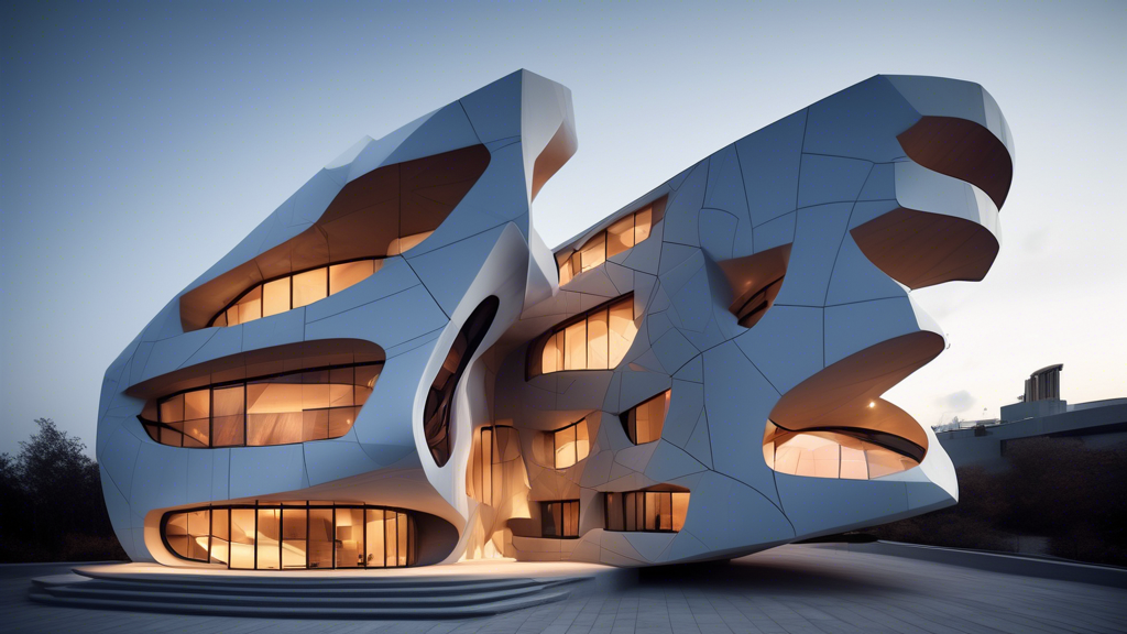 A geometrically-complex building with unique architectural forms, such as curves, angles, and shapes, that showcase the application of geometry in design a